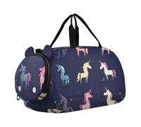 Foiosoh Borsone da viaggio per bambini con unicorni magici, con scomparto per scarpe, grande capacità, per la notte, weekender, borsa da viaggio per pratica scolastica, sport, viaggi, Magic Unicorns