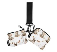 Foiosoh Carino asino bianco da donna porta carte porta cambiamenti mini moda portamonete portafoglio con tasca con cerniera per donne uomini 2 pezzi, Carino asino Bianco, 1 size, moderno