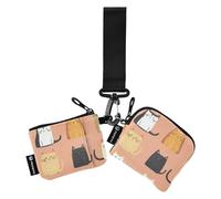 Foiosoh Carino Maine Cooncats Peach Portafoglio da donna porta carte mini porta biglietti da visita alla moda organizer per soldi con tasca con cerniera per signore ragazze 2 pezzi, Carino Maine