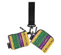 Foiosoh Carnevale piccole perline giallo portamonete da donna porta carte carino moda portamonete borsa portafoglio con tasca con cerniera per uomo donna 2 pezzi, Carnevale piccole perle gialle, 1
