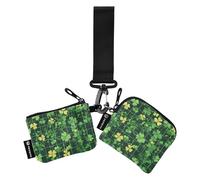 Foiosoh Clover Leaf Pattern Nero Donne Monete Borse Porta Carte Mini Fashion Money Organizers con Cinturino da Polso per Donne Uomini 2 Pz, trifoglio, foglia, modello nero, 1 size, moderno