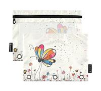 Foiosoh Confezione da 2 astucci con 3 anelli colorati a forma di farfalla, per scuola, ufficio, università