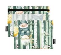 Foiosoh Confezione da 2 astucci con gnomo ed eucalipto, 3 anelli, grande capacità, con finestra trasparente, per scuola, ufficio, università