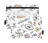 Foiosoh Confezione da 2 astucci con motivo divertente bianco e nero, 3 anelli, multifunzione, con cerniera, per scuola, ufficio, università