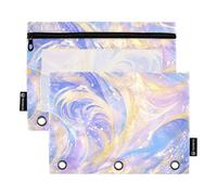 Foiosoh Confezione da 2 astucci gialli, blu navy e viola, per raccoglitori a 3 anelli, grande capacità, con cerniera, per scuola, ufficio, forniture universitarie