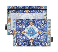 Foiosoh Confezione da 2 astucci in stile bohémien vintage con fiore blu, 3 anelli, leggeri, trasparenti, per scuola, ufficio, università