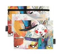 Foiosoh Confezione da 2 astucci multifunzionali a 3 anelli, con finestra trasparente, per scuola, ufficio, università