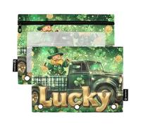 Foiosoh Confezione da 2 astucci per matite a 3 anelli, con cerniera, per scuola, ufficio, università