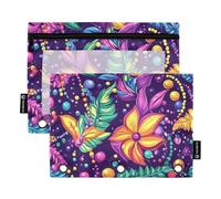 Foiosoh Confezione da 2 astucci per matite a 3 anelli, multifunzione, con finestra trasparente, per scuola, ufficio, università