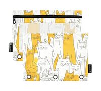 Foiosoh Confezione da 2 astucci per matite bianche di trifoglio e gatto per raccoglitore a 3 anelli, porta matite con finestra trasparente per utensili da scrittura scolastica, forniture, Gatti Dolci