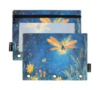 Foiosoh Confezione da 2 astucci per matite Firefly e blu notte, grandi, con cerniera, per la scuola, utensili da scrittura