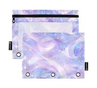 Foiosoh Confezione da 2 sacchetti per matite bordeaux blu viola per 3 anelli leggeri trasparenti top raccoglitore sacchetti per matite per la scuola scrittura utensili forniture di stoccaggio