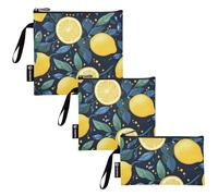 Foiosoh Confezione da 3 sacchetti riutilizzabili per panini e snack, portatili, per la scuola, per donne e ragazze, colore: blu limone e foglia