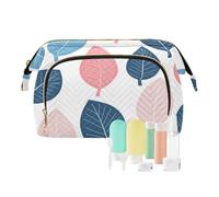 Foiosoh Country Leaf - Trousse per cosmetici, leggera, grande, per pennelli da trucco, colore: bianco, foglia di campagna bianca, 1 size, Cartoni