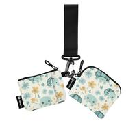 Foiosoh Custodie per carte d'identità da donna, con sfondo beige, motivo floreale, per donne e ragazze, confezione da 2, sfondo beige fiori verde acqua, 1 size, moderno