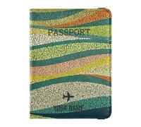 Foiosoh custom Leather Passport Holder Cover Wallet Personalized Lightweight Vaccine Case Protector Cover for Women Girl Document Organizer Holder Accessories Travel Waves Dots Bohemian Patchwork