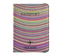 Foiosoh custom Leather Passport Holders Personalized Lightweight Vaccine Case Protector Cover for Women Men Document Organizer Holder Accessories Travel Essentials Colorful Wave