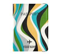 Foiosoh custom Leather Passport Holders Personalized Lightweight Wallet Passport Holder for Women and Men Cute Passport Book Travel Essentials Colorful Wave Print