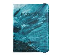 Foiosoh custom PU Leather Passport Card Holder Cover Combo Personalized Lightweight Wallet Passport Holder for Family Vacation Cute Passport Book Travel Essentials Sea Wave