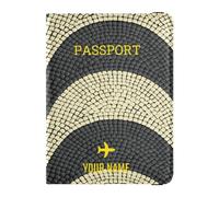 Foiosoh custom PU Leather Passport Holder Covers Case Personalized Ultra Slim Card Holder Passport Case for Women Girl Cute Passport Book Travel Black and White Waves