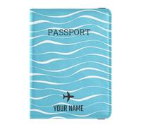 Foiosoh custom PU Leather Passport Holder Covers Case Personalized Ultra Slim Wallet Passport Holder for Women Men Family Document Organizer Holder Accessories Travel Blue Sea Waves