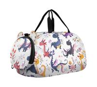 Foiosoh Cute Dragons - Piccola borsa da palestra con scomparto per scarpe, grande capacità, per il fine settimana e la notte, per viaggi, nuoto, danza, balletto, simpatici draghi bianchi, 1 size