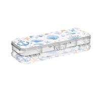 Foiosoh Deep Blue Sea Pattern Plastic Pencil Box Clear Double Layer Penne Custodia rigida per cancelleria con coperchio a scatto