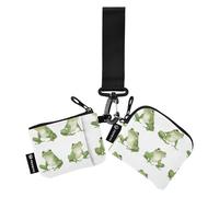 Foiosoh Divertente piccola rana bianca porta carte da donna porta cambiamenti di grande capacità organizer per denaro con cerniera tasca portamonete per lavoro e viaggi, confezione da 2, divertente