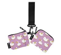 Foiosoh Duck White and Peach - Portamonete da donna, grande capacità, porta carte d'identità, con tasca portamonete con cerniera, per donne e uomini, 2 pezzi, anatra bianca e pesca, 1 size, moderno