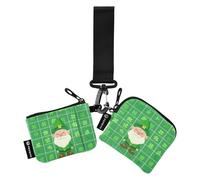 Foiosoh Dwarf and Clover Green - Portafogli da donna, mini custodie per carte di credito, con tasca con cerniera, per lavoro, viaggi, confezione da 2, nano e trifoglio verde, 1 size, moderno