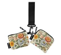Foiosoh Florals Cactus Calendula Giacinti Neutral_2 Portafogli da donna slim staccabile per carte di credito custodia con cerniera tasca portamonete per donne e uomini, confezione da 2, Multicolore, 1