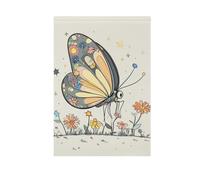 Foiosoh Graziosa bandiera da giardino beige a forma di farfalla, 71 x 101 cm, robusta bandiera floreale per esterni, cortile, casa, piccole vacanze stagionali, prato, patio, bandiere decorative