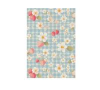 Foiosoh Graziosa bandiera da giardino blu a quadri fragole 30,5 x 45,7 cm, robusta bandierine da giardino di benvenuto per esterni, cortile, casa, piccole vacanze stagionali, prato, patio, bandiere
