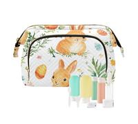 Foiosoh Happy Easter Rabbit - Borsa per cosmetici, leggera, grande, per pennelli da trucco, Carote Acquerello bianco, 1 size, Cartoni