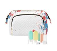 Foiosoh Happy Easter Rabbit - Borsa per cosmetici, leggera, grande, per pennelli da trucco, Stelle Blu E Rosso Semplice, 1 size, Cartoni