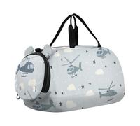 Foiosoh Helicopter and Stars Cloud Blue - Borsone da palestra da ragazzo, con scomparto per scarpe, multifunzionale, per la pratica scolastica, lo sport, i viaggi, Elicottero e Stelle Nuvola blu, 1