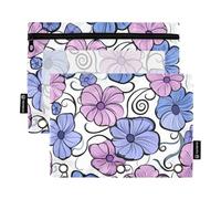 Foiosoh Koru - Confezione da 2 astucci trasparenti leggeri con cerniera, motivo floreale, per scuola, ufficio, università, Koru Bellissimi Fiori Blu, 1 size, Moderno/aderente