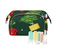 Foiosoh Margherita Fiore Estate Modello Trousse Trucco Cerniera Grande Capacità Borsa Cosmetica da Viaggio Gioielli per Conservazione Cosmetica, Agrifoglio decorativo di Natale Presente Nero, Taglia