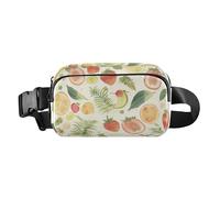 Foiosoh Marsupio a tracolla alla moda con fragole e limoni, per donne, uomini, adolescenti, resistente all'acqua, con tracolla regolabile, per viaggi, vacanze, corsa, Fragole e limoni beige, 1 size