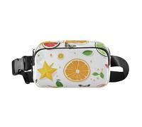 Foiosoh Marsupio a tracolla alla moda con stelle arancioni e frutta bianca, alla moda, per donne, uomini, adolescenti, grande capacità, con cinghia regolabile, per viaggi, palestra, lavoro, Arancia