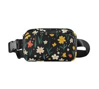 Foiosoh Marsupio a tracolla con piccoli fiori arancioni e bianchi, alla moda, per donne, uomini, adolescenti, resistente all'acqua, borsa a tracolla per passaporto, con tracolla regolabile, per