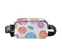 Foiosoh Marsupio alla moda bianco con motivo a cerchi, per donne, uomini, adolescenti, borsa a tracolla resistente all'acqua, con tracolla regolabile, per allenamento, corsa, escursionismo, modello