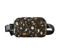 Foiosoh Marsupio carino con mostri e zucche carini, nero, per donne, uomini, adolescenti, grande capacità, con cinghia regolabile, per shopping, sport, lavoro, Carino mostri e zucche nere, 1 size