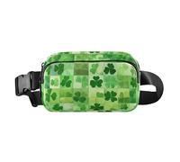Foiosoh Marsupio Dreamy Clover Check verde alla moda per uomini e donne resistente all'acqua cintura toracica marsupio con cinghia regolabile per viaggi, palestra, lavoro, Quadrifoglio da sogno verde