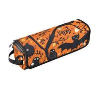 Foiosoh Organizer 2 in 1 per strumenti e tappetino resistente al calore, grande custodia da viaggio per arricciacapelli, piastra per capelli, asciugacapelli piatto, zucche e mostri, arancione
