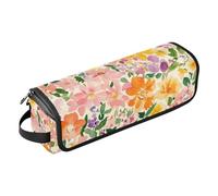 Foiosoh Organizer 2 in 1 per strumenti per capelli, con tappetino rimovibile resistente al calore, custodia da viaggio a doppio strato, per ferro arricciacapelli, asciugacapelli piatto, fiori e foglie