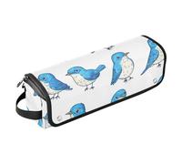 Foiosoh Organizer 2 in 1 per strumenti per capelli, tappetino resistente al calore, con cerniera, antipolvere, borsa da viaggio per piastre, piastre, arricciacapelli, uccelli Bluebird bianco