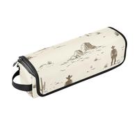 Foiosoh Organizzatore 2 in 1 per strumenti per capelli, con tappetino in ferro, impermeabile, per arricciare i capelli, per arricciare i capelli, arricciacapelli e styler, cowboy occidentale e deserto