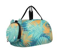Foiosoh Palm Leaf - Borsone da palestra da ragazzo con scomparto per scarpe, leggero, borsa da viaggio per il fine settimana, per scuola, sport, viaggi, foglia di palma verde acqua, 1 size, Moderno