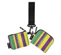 Foiosoh Particelle colorate e strisce portamonete da donna custodie per carte sottile portatile con cerniera portamonete portafoglio con portachiavi per viaggi di lavoro 2 pezzi, Particelle colorate e
